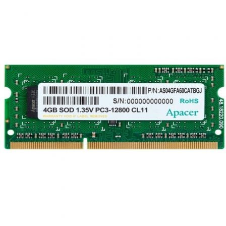 Memoria RAM Apacer 4GB/ DDR3L/ 1600MHz/ 1.35V/ SODIMM