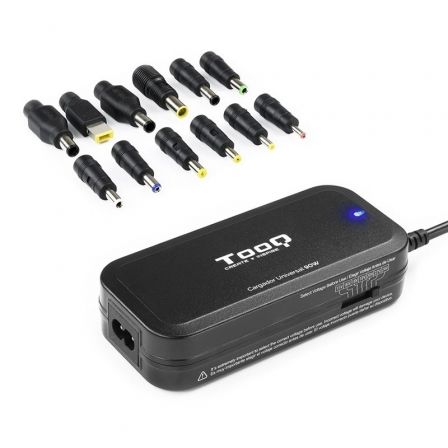 Cargador de Portatil TooQ TQLC-90BS02M/ 90W/ Manual/ 12 Conectores/ Voltaje 15-24V
