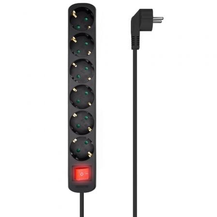 Regleta con Interruptor Aisens A154-0536/ 6 Tomas de Corriente/ Negro