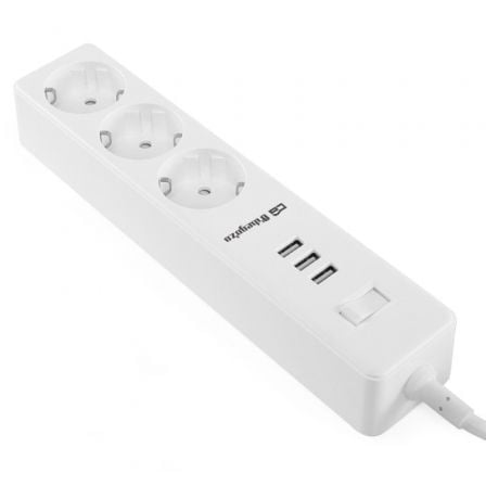Regleta con interruptor Orbegozo EN 3000/ 3 Tomas de corriente/ 3 USB/ Blanca