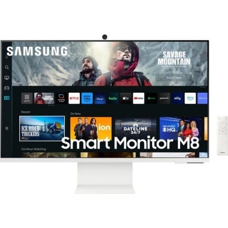 Smart Monitor Samsung M8 S27CM801UU 27'/ 4K/ Multimedia/ Regulable en altura/ Smart TV/ Webcam/ Blanco