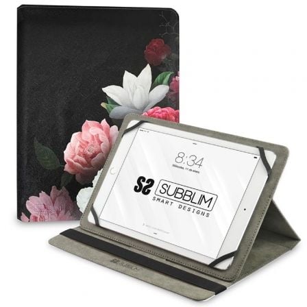 Funda Subblim Trendy Case Rosas para Tablet de 11p/ Negra