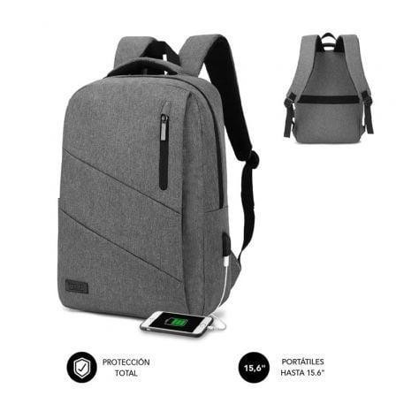 Mochila Subblim City Backpack para Portatiles hasta 15.6p/ Puerto USB/ Gris